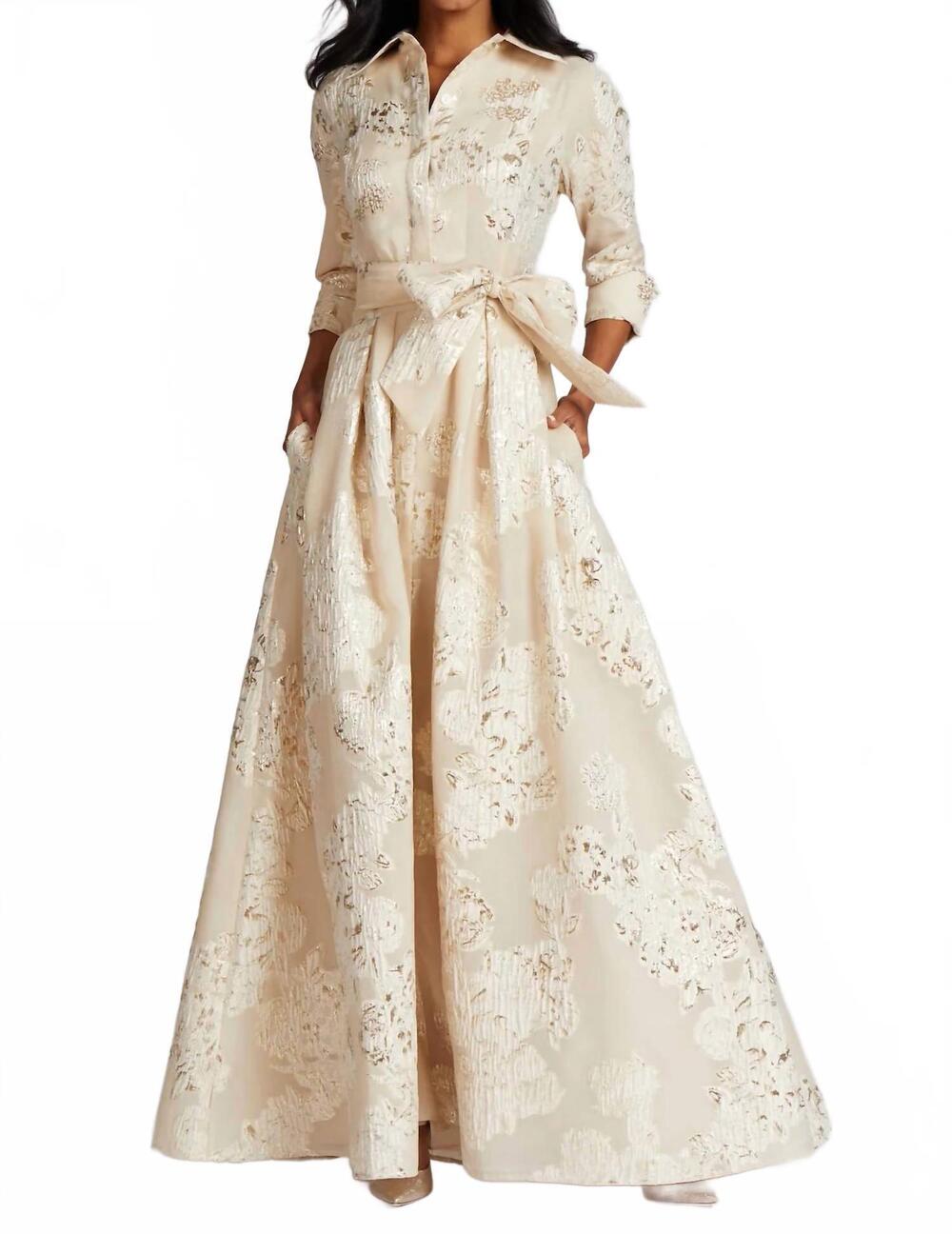 NEW TERI JON shirtdress gown in champagne